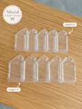 Mixed pack of 10 clear tag protectors with 5 Small and 5 Large